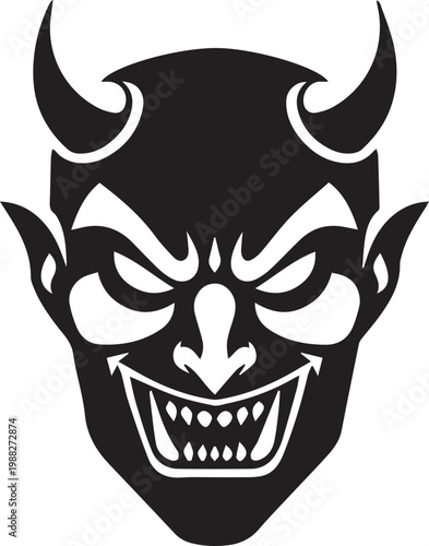An intimidating illustration of a demonic visage, emanating an aura of evil and malevolence.