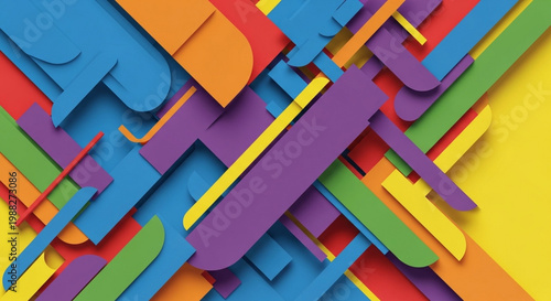 Vibrant Abstract 3D Swirl with Bold Complementary Color Blocks