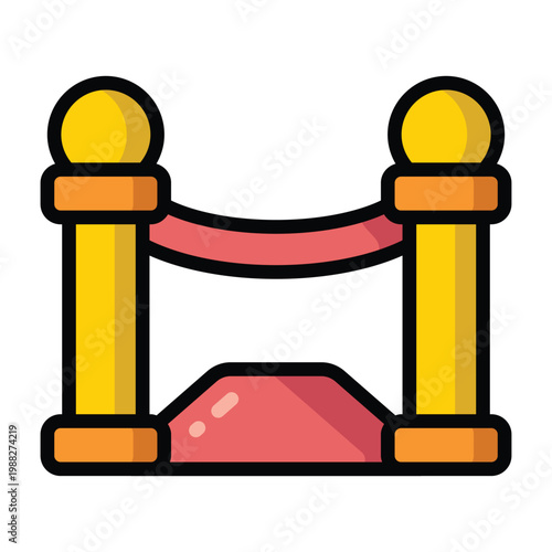 Colorful red carpet barrier illustration representing VIP events, exclusivity, celebrity access, and premium hospitality environments.
