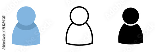 ユーザーアイコンセット 人物シルエットのUIシンボル カラー・アウトライン・シルエットのベクター素材 / User icon set person silhouette UI symbol in color outline and solid vector
