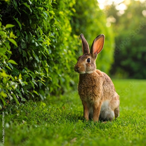 Rabbit in grassy garden