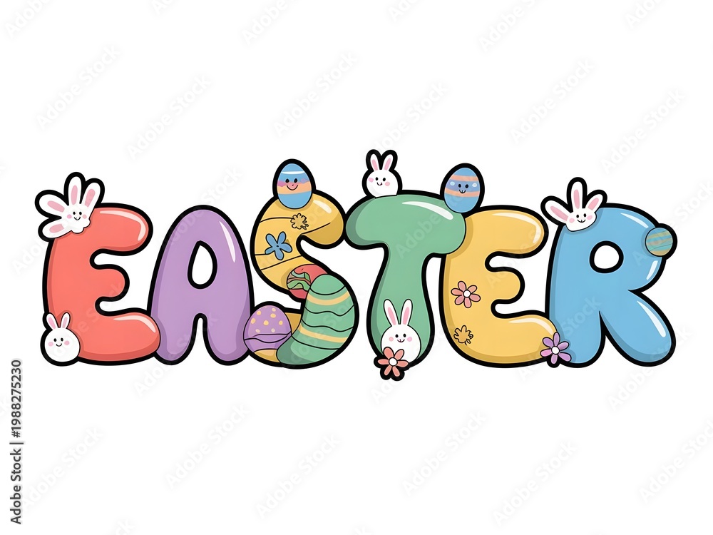 Fototapeta premium Easter Fun Friendly Design with Cute Spring Festive Elements
