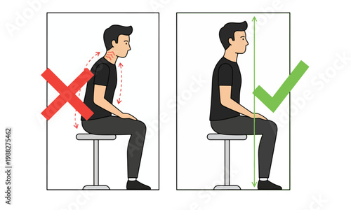 Ergonomic Sitting Posture Comparison for Proper Spine Alignment