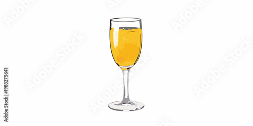 Illustration of a champagne flute filled with a golden beverage