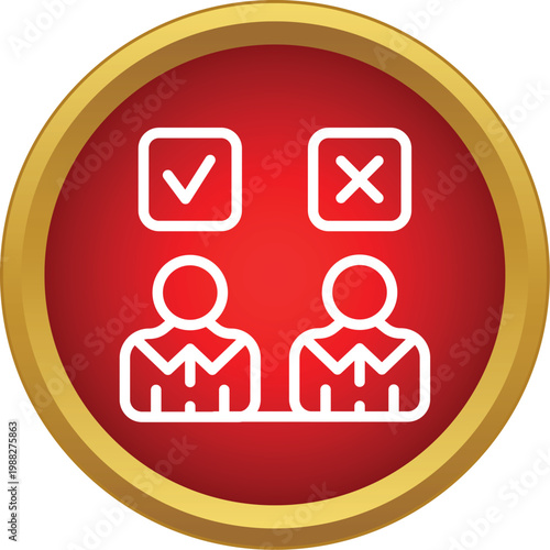 Two human resource candidates displaying approval and disapproval on a red button