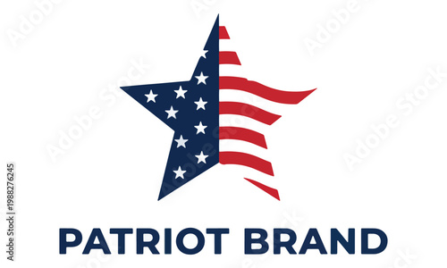 US Flag Star Logo with Patriot Brand Text on White Background