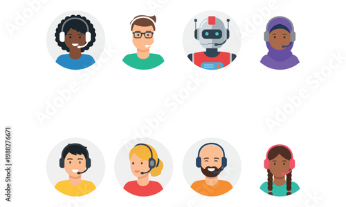 Customer Support Avatar Set with Human Agents and AI Chatbot