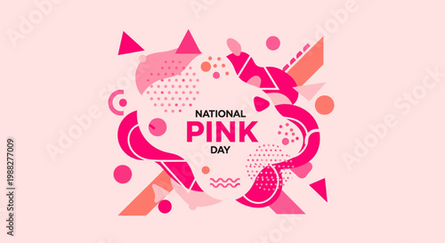 National Pink Day celebration with colorful geometric shapes and designs