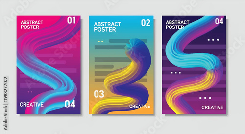 Collection of abstract posters with colors and modern designs, wall art