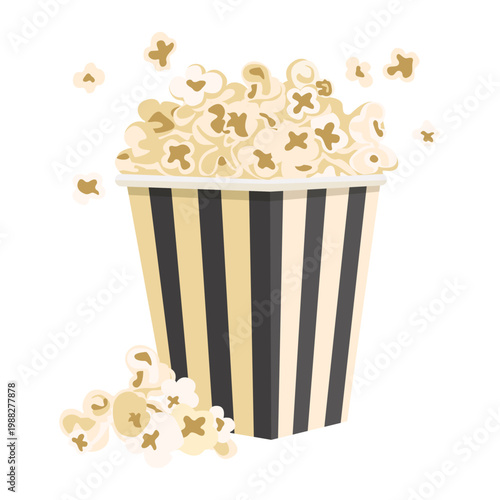 Popcorn box. Movie snack. Isolated on white background. Vector illustration.