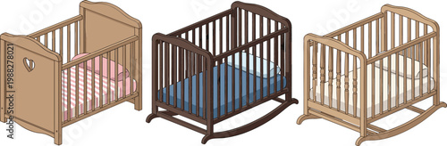 Baby Crib Collection with Wooden Nursery Beds and Rocking Cots for Infant Room Furniture and Childcare Design
