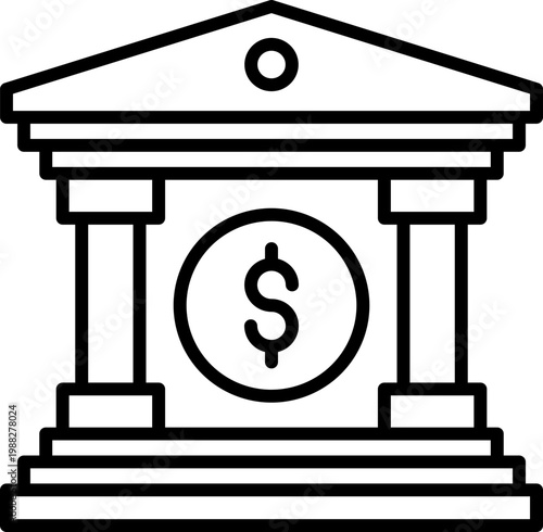 Black bank icon - outline