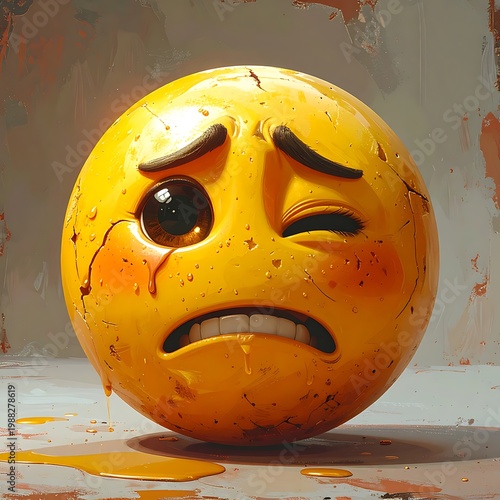 Crying, worried emoji ball
