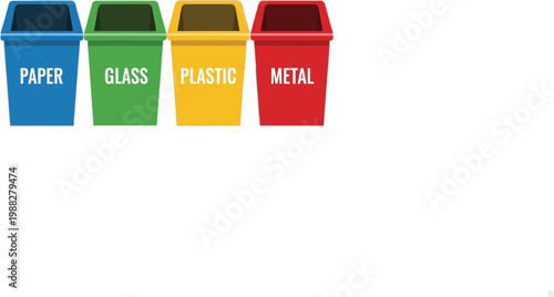 Recycling Bins: A colorful array of recycling bins, each designated for specific materials, promoting environmental responsibility and a cleaner future.
