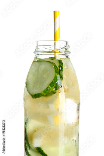 Bottle of lemonade with cuc...