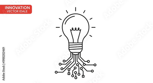 Schilderij op canvas Light bulb with circuit board connections representing innovation and technology