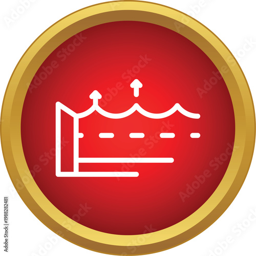 Water level rising icon symbolizing flood, high tide, and sea level rise