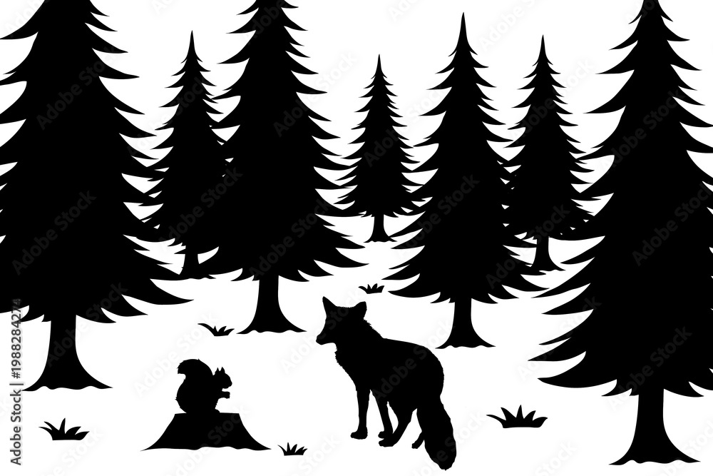 Fototapeta premium Silhouette nature png, wild animal in forest collage element, transparent background