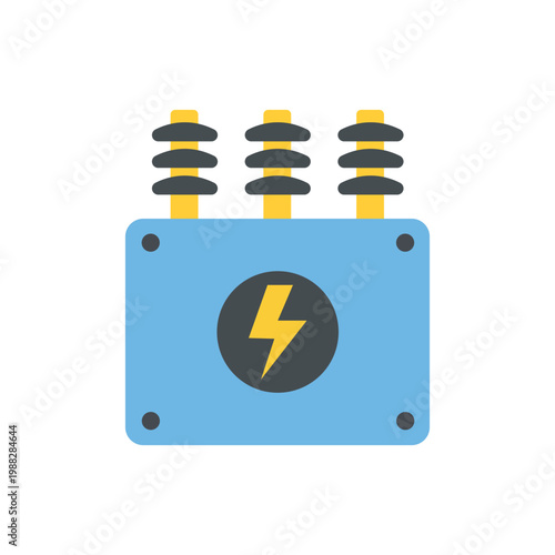 Electric Transformer Icon: A stylized illustration of a blue electric transformer, symbolizing the efficient distribution of power.