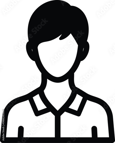 Simple line art illustration of a man with short hair and a collared shirt