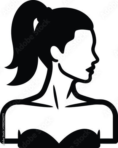 Woman with ponytail hair style silhouette profile view  female icon