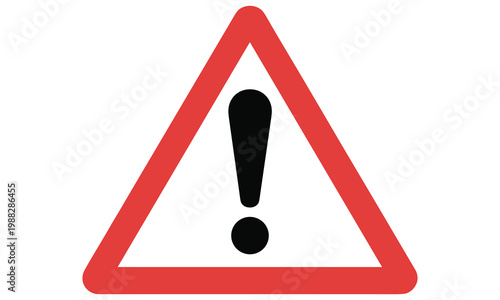 Warning alert sign with exclamation mark inside red triangle for safety and hazard notification isolated on white background vector illustration