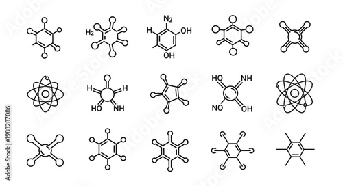 Collection of hand-drawn chemical molecular structures and formulas.