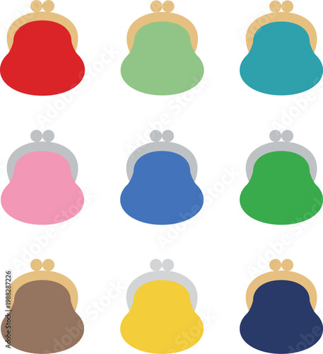 可愛いがま口財布のイラストセット