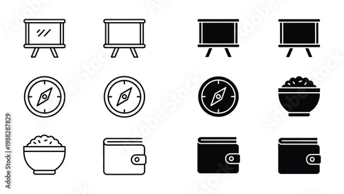 Iconic symbols of travel essentials and outdoor adventure preparation