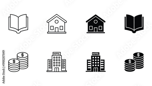 Contrasting icons of education, housing, and financial investments