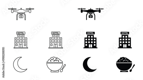Drones delivering food to hotels during night and day times