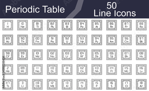 Periodic Table Line Icons Set for Chemistry and Science Design