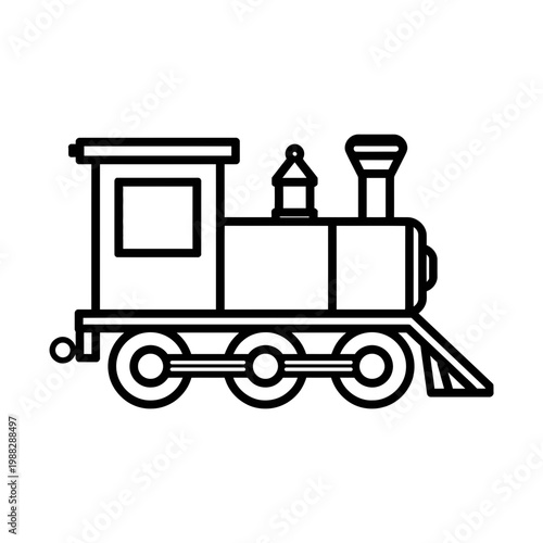 Vintage Steam Locomotive Line Icon – Train, Transportation, and Railway Travel Symbol