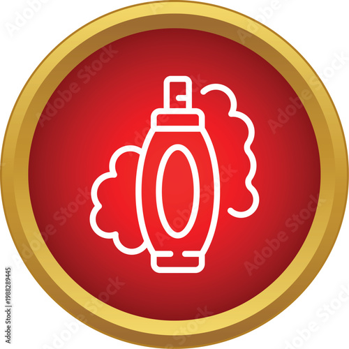 Perfume spray bottle icon dispersing scent for cosmetics and hygiene
