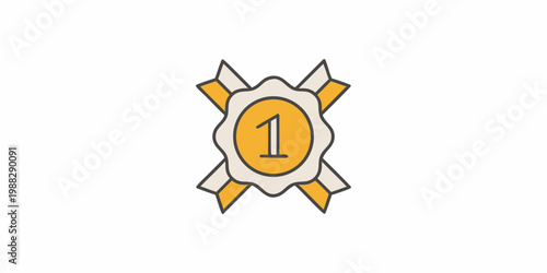 A golden badge with a number one signifying first place victory