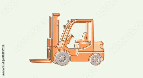 Orange Forklift Truck Illustration, Warehouse Equipment, Logistics Vehicle