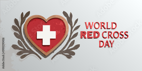 World Red Cross Day emblem featuring a heart and laurel wreath