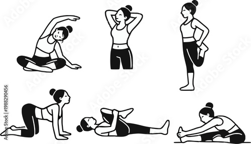 silhouettes of women yoga poses 
