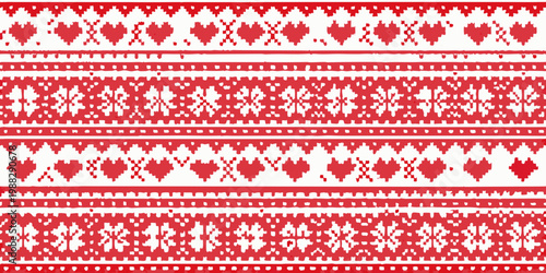 Red and white repeating pattern resembling a knitted sweater design