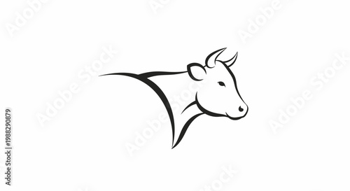 Black and white cow head drawing.