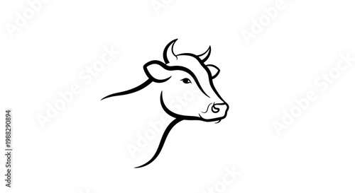 Black and white cow head profile.