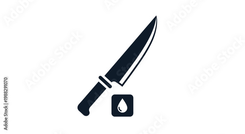 Black knife and oil drop icon.