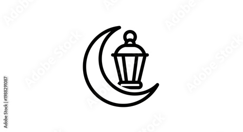 Black lantern on crescent moon symbol.