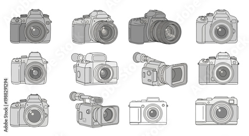 Cameras in various styles and shapes.