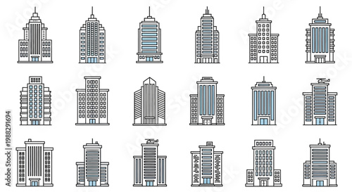 Collection of various city skyscrapers.