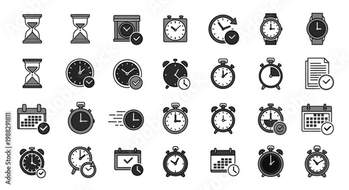 Collection of various clock icons.