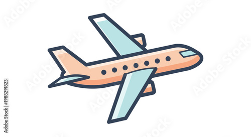 Cartoon Airplane Flying Across Sky, Travel Concept, Simple Vector Illustration