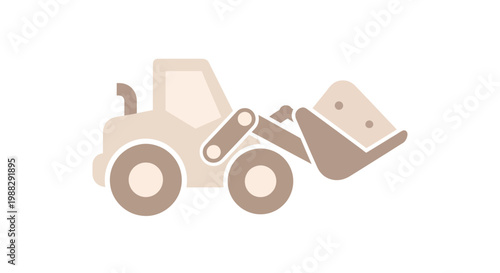 Front Loader Construction Vehicle Icon in Beige Tones