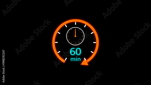 60 min clock icon illustration. clock 60 minutes isolated on white background illustration. and creating a stunning illustration.4k illustration.