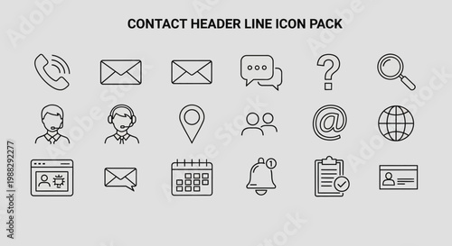 Contact Header Line Icons Pack.